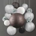 12-pc Silver / Black New Year's Eve Celebration Party Pack Paper Lantern Combo Set