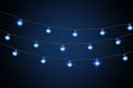 25 Socket Holiday LED Outdoor Patio String Light Set, G40 Blue Globe Bulbs, 28 FT Black Cord