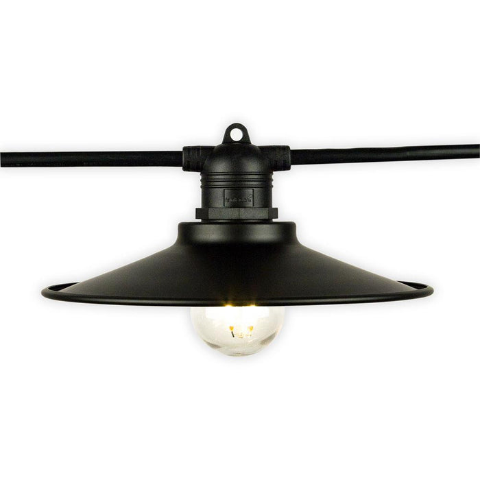 (40 Pack) Classic Metal Patio Light Bulb Shade Cover for Outdoor Commercial String Lights, E26, Black