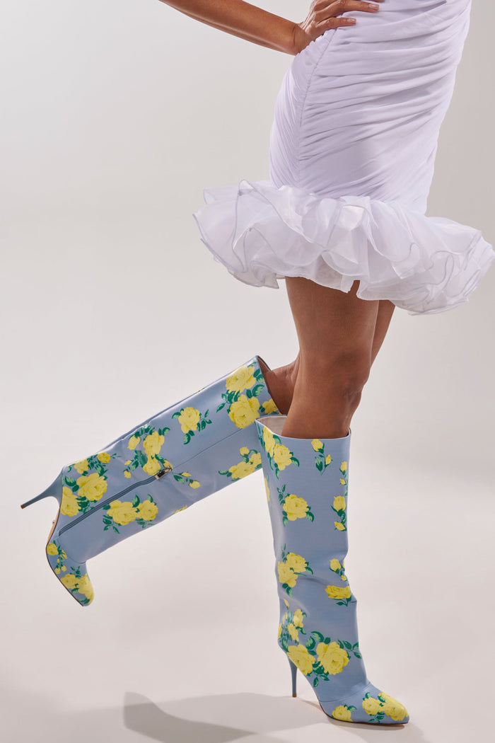AKIRA GOLD GARLAND BLUE FLORAL BOOT