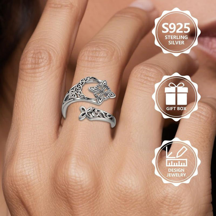 Anillo con diseño celta abierto, fabricado en plata 925-ES