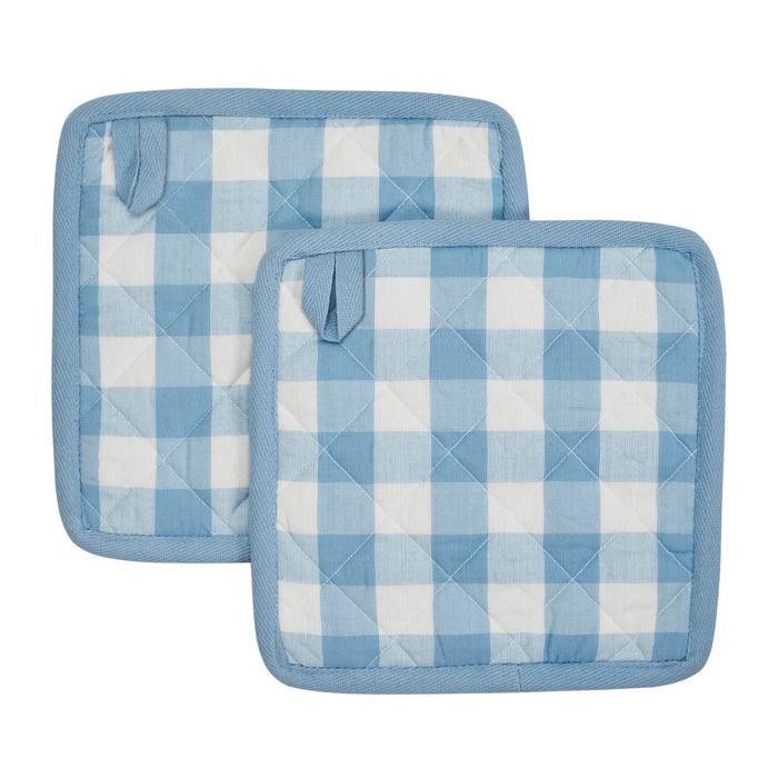 Annie Buffalo Check Blue Pot Holder Set of 2 8x8