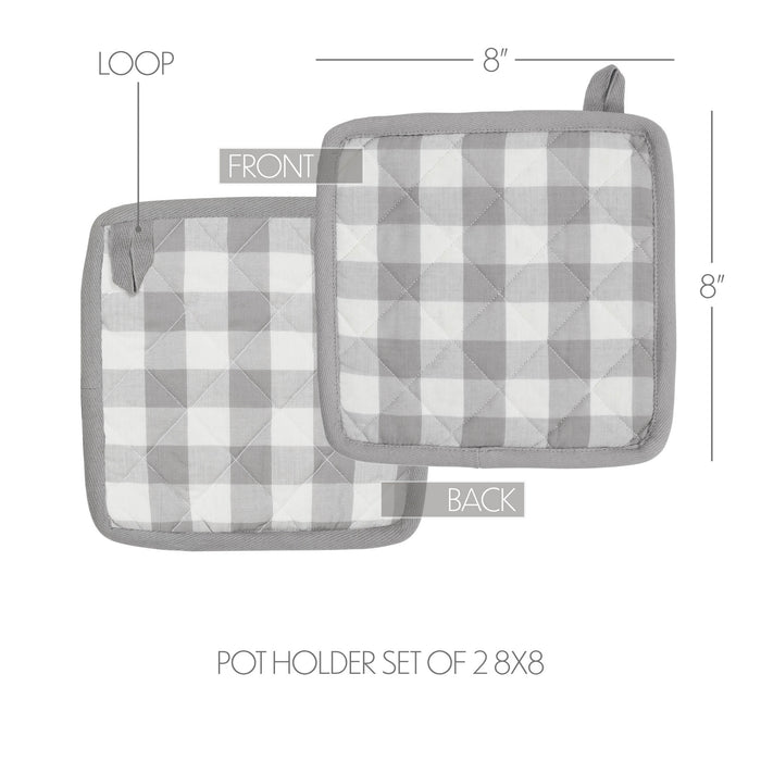 Annie Buffalo Check Grey Pot Holder Set of 2 8x8