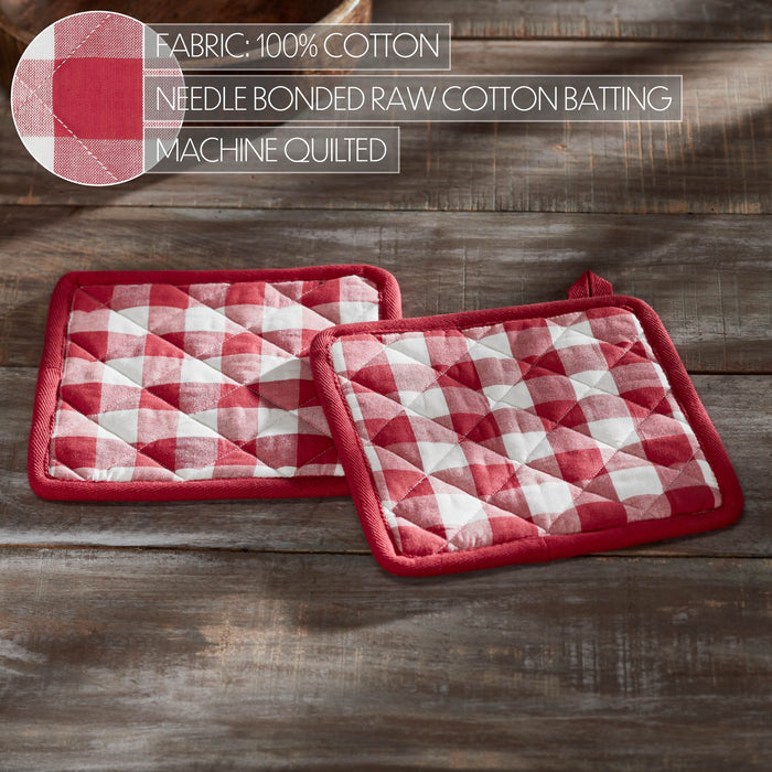 Annie Buffalo Check Red Pot Holder Set of 2 8x8
