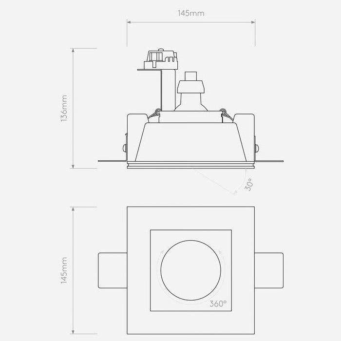 Astro Lighting 1253007 Blanco Square Adjustable Plaster Downlight