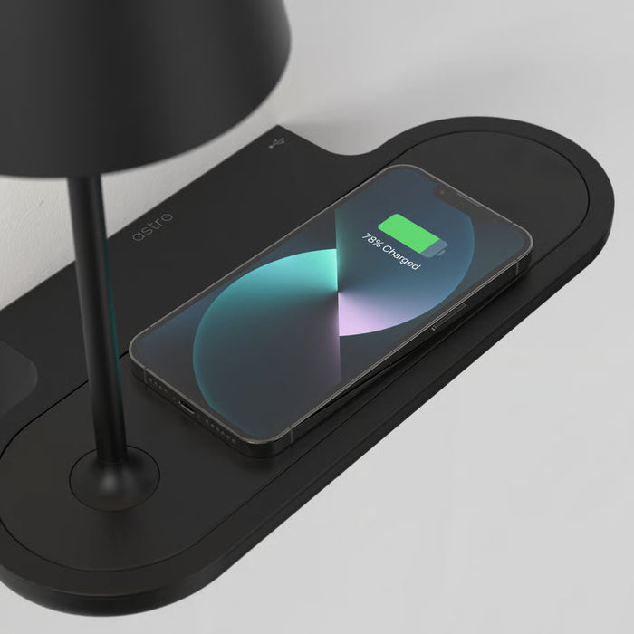 Astro Lighting 1446002 Ito Matt Black Bedside Wall Light and Wireless Charger