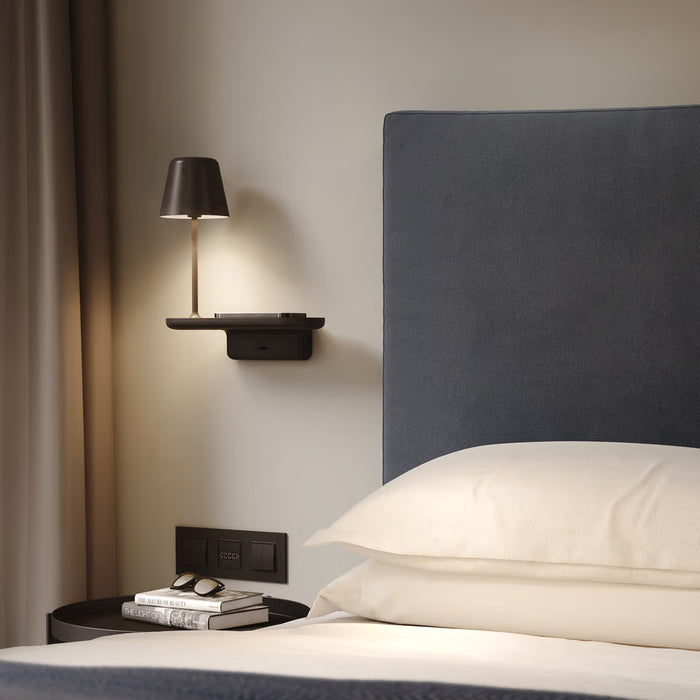 Astro Lighting 1446002 Ito Matt Black Bedside Wall Light and Wireless Charger