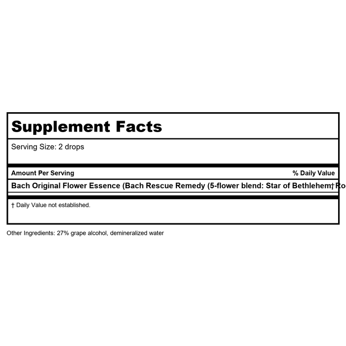 Bach Rescue Sleep Kids 10ml - Supplement Facts panel