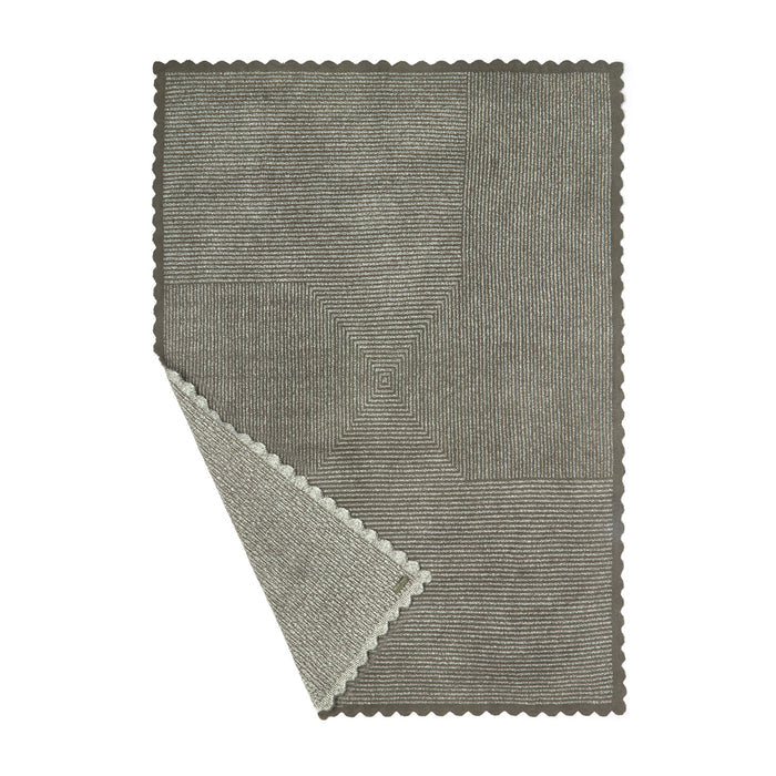 Second flat view of the CozyChic Scallop Stripe Throw in Olive Branch / Cream