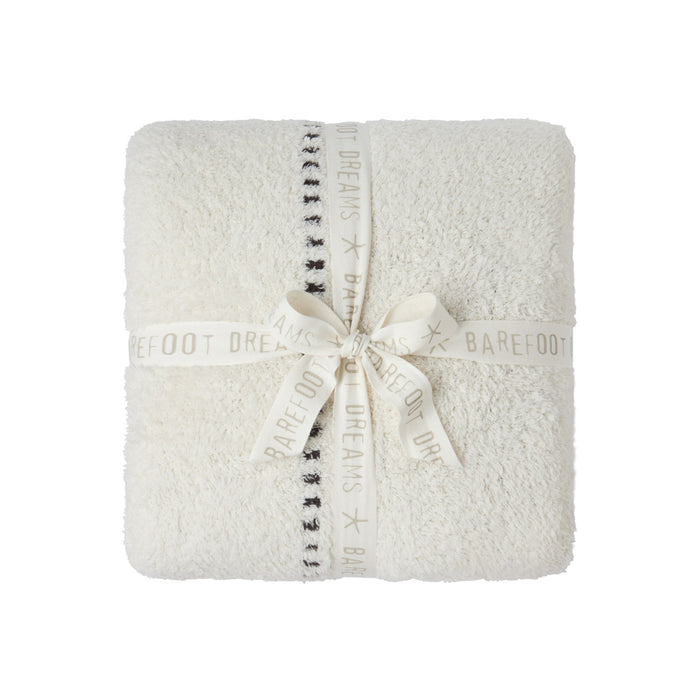CozyChic Sorrento Stripe Throw in Cream Multi, folded and tied with a ribbon bow