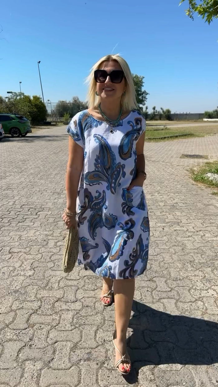 Bavlnené a ľanové šaty s potlačou-SK