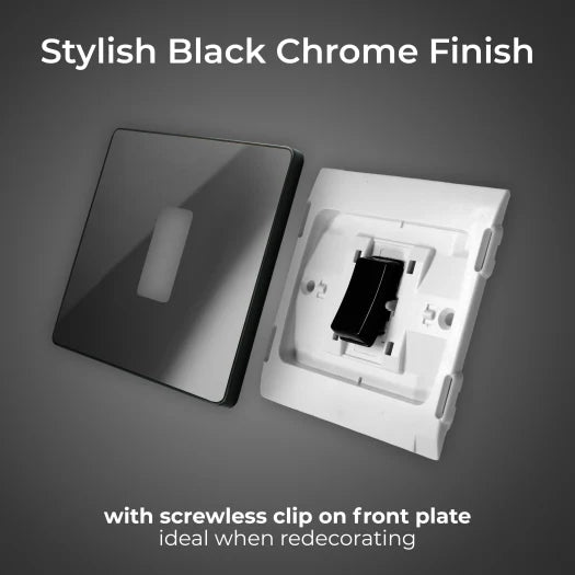 BG Evolve PCDBC12B 20A 16AX 2W Single Switch - Black Chrome