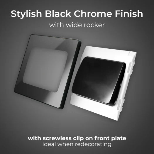 BG Evolve PCDBC12WB 20A 16AX Wide Rocker Switch - Black Chrome