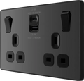 BG Evolve PCDBC22UAC22B 22W USB Double Socket - Black Chrome
