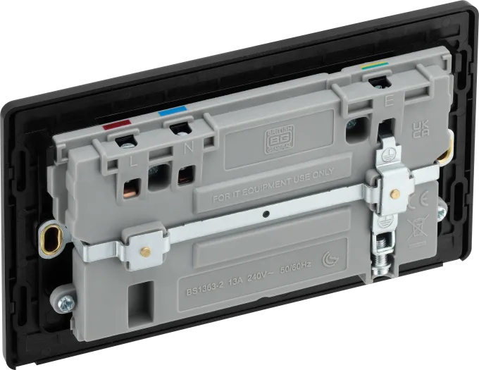 BG Evolve PCDBC22UAC22B 22W USB Double Socket - Black Chrome
