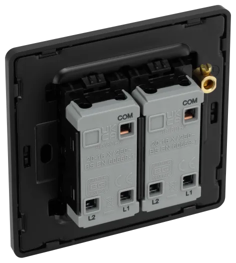 BG Evolve PCDBC42EB 20A 2W Double Edge Rocker Switch - Black Chrome