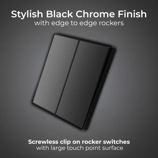 BG Evolve PCDBC42EB 20A 2W Double Edge Rocker Switch - Black Chrome