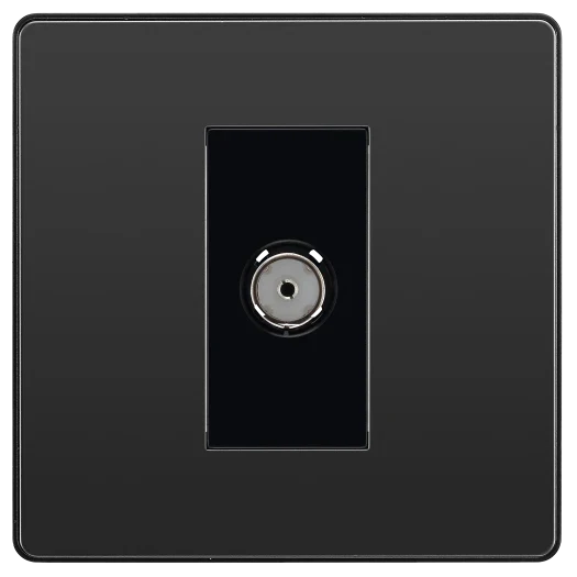 BG Evolve PCDBC60B Single Co-Ax TV and FM Socket - Black Chrome