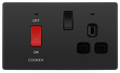 BG Evolve PCDBC70B 45A Cooker Switch with 13A Socket - Black Chrome