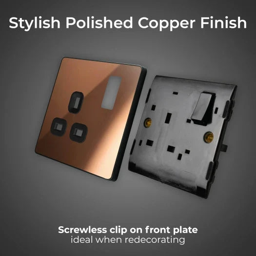 BG Evolve PCDCP21B Single 13A Switched Socket - Polished Copper