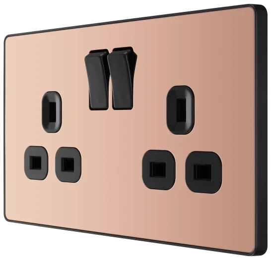 BG Evolve PCDCP22B 13A Double Switched Socket - Polished Copper