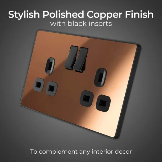 BG Evolve PCDCP22B 13A Double Switched Socket - Polished Copper