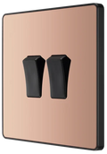 BG Evolve PCDCP42B 20A 16AX 2W Double Light Switch - Polished Copper
