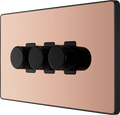BG Evolve PCDCP83B Triple 200W Dimmer Switch - Polished Copper