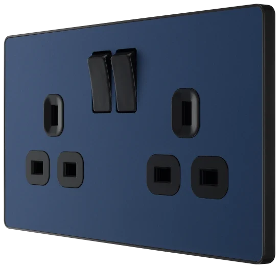 BG Evolve PCDDB22B 13A Double Switched Socket - Matt Blue