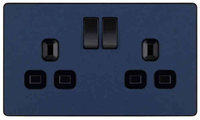 BG Evolve PCDDB22B 13A Double Switched Socket - Matt Blue