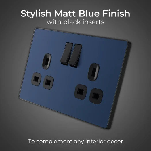 BG Evolve PCDDB22B 13A Double Switched Socket - Matt Blue