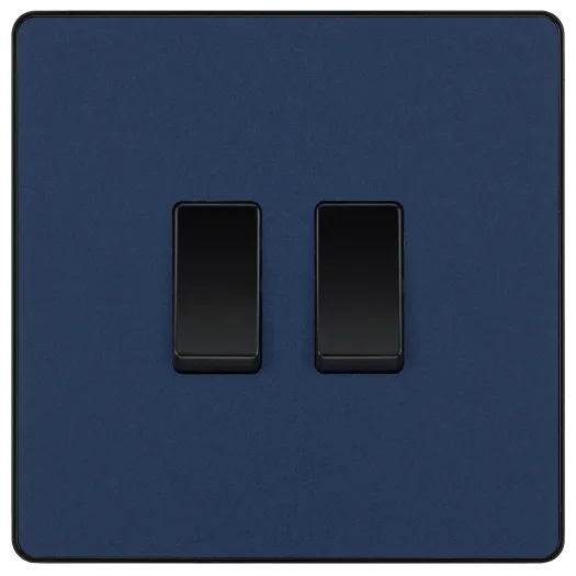 BG Evolve PCDDB42B 20A 16AX 2W Double Light Switch - Matt Blue