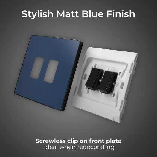 BG Evolve PCDDB42B 20A 16AX 2W Double Light Switch - Matt Blue