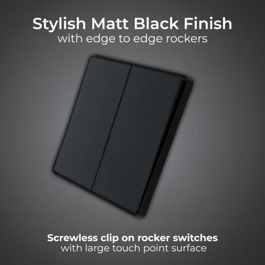 BG Evolve PCDMB42EB 2G 2W Edge-to-Edge Rocker Light Switch - Matt Black
