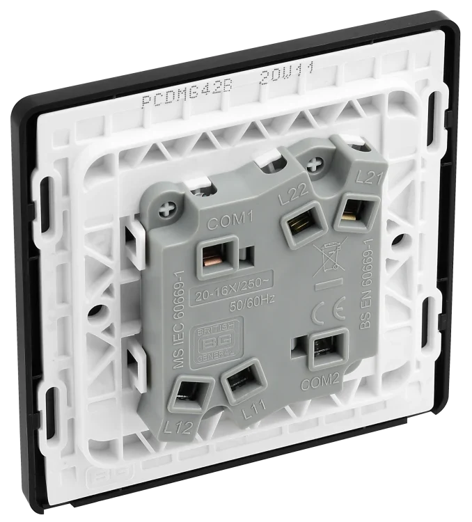 BG Evolve PCDMG42B 20A 16AX Double Switch 2 Way Matt Grey