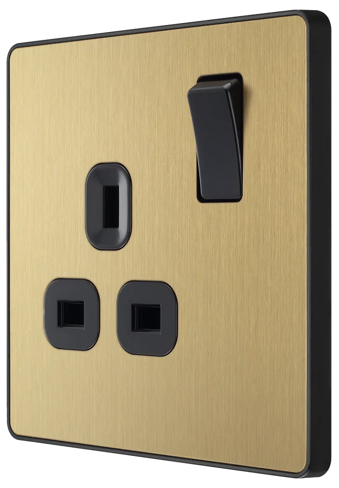 BG Evolve PCDSB21B Satin Brass 13A Single Switched Socket