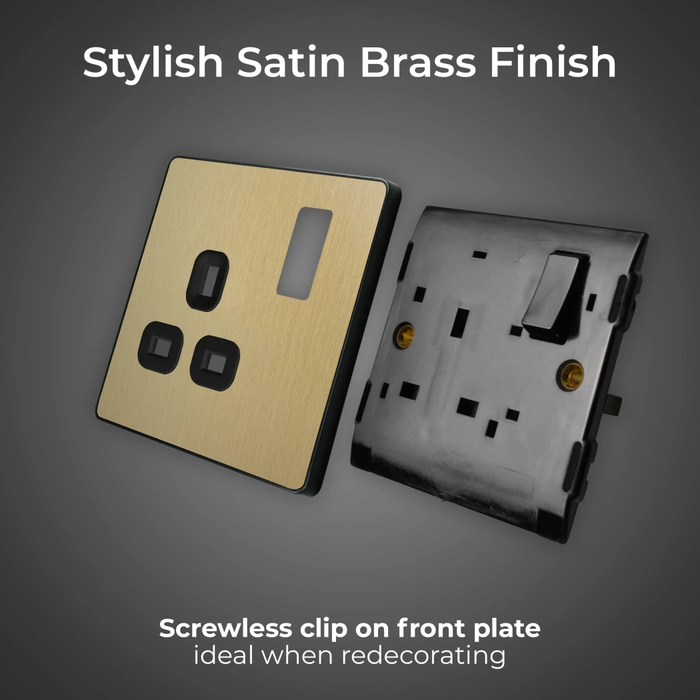 BG Evolve PCDSB21B Satin Brass 13A Single Switched Socket