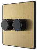 BG Evolve PCDSB82B 2G 2W Twin 100W LED Trailing Edge Dimmer Switch - Satin Brass