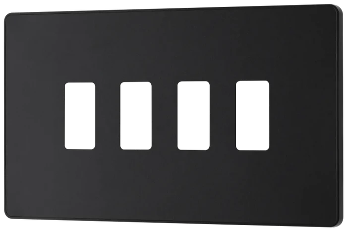 BG Evolve RPCDMB4B Matt Black 4 Module Rectangular Front Plate