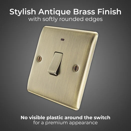 BG Nexus NAB31 20A Double Pole Switch with LED Indicator - Antique Brass