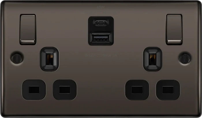 BG Nexus NBN22UAC45B 13A Double Switched Socket with 45W USB-C PD & 30W USB-A Fast Charging