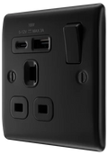 BG Nexus NFB21UAC18B 13A Single Switched Socket with 18W USB-A & USB-C Fast Charging - Matt Black