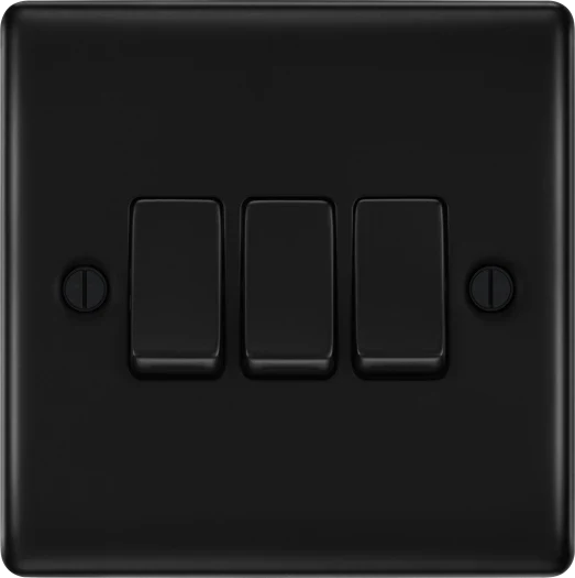 BG Nexus NFB43 3 Gang 2 Way Light Switch - Matt Black