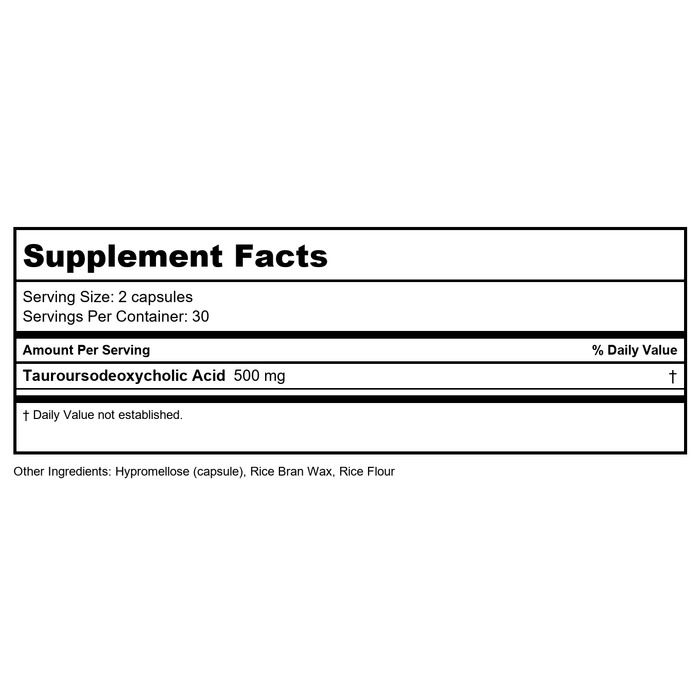 BodyBio Tudca 60 Capsules - Supplement Facts panel