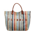 Boho Multicolor Striped Woven Straw Tote Bag