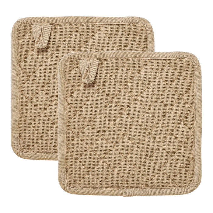 Burlap Natural Pot Holder Set of 2 8x8
