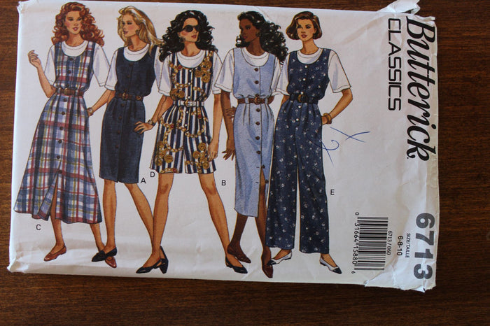 Butterick 6713, Misses Jumpsuit, Jumper, Top, Uncut Sewing Pattern