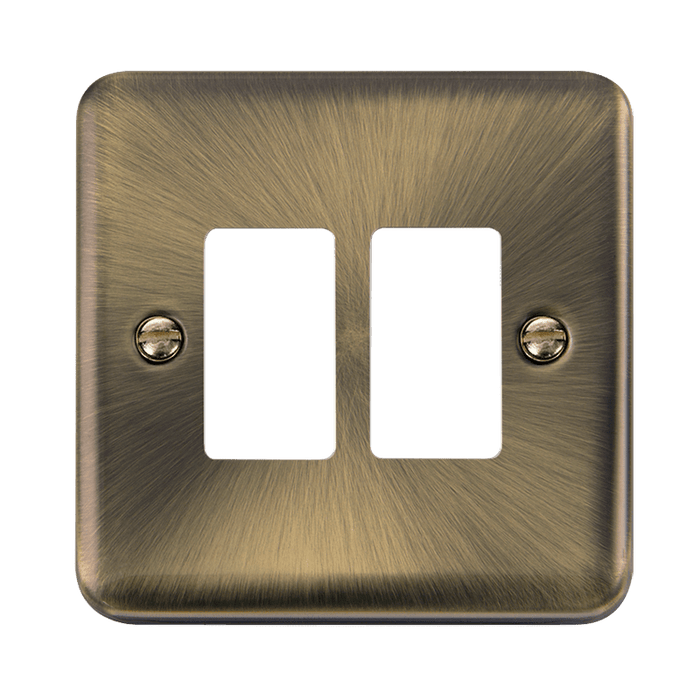 Click Scolmore GridPro DPAB20402 2 Gang GridPro Frontplate - Antique Brass