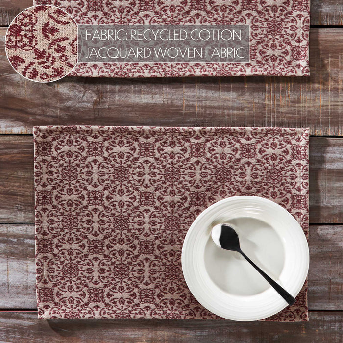 Custom House Burgundy Tan Jacquard Placemat Set of 2 13x19