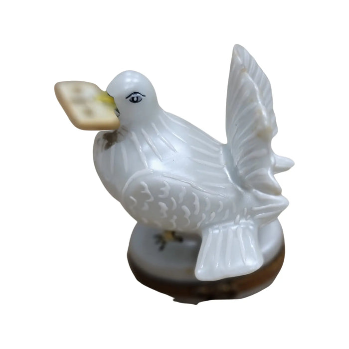 Another view of the Dove With Letter Limoges trinket box